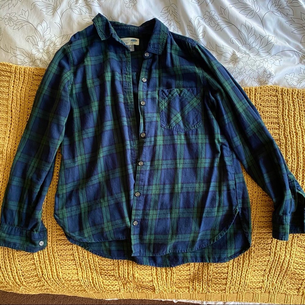Navy and green flannel